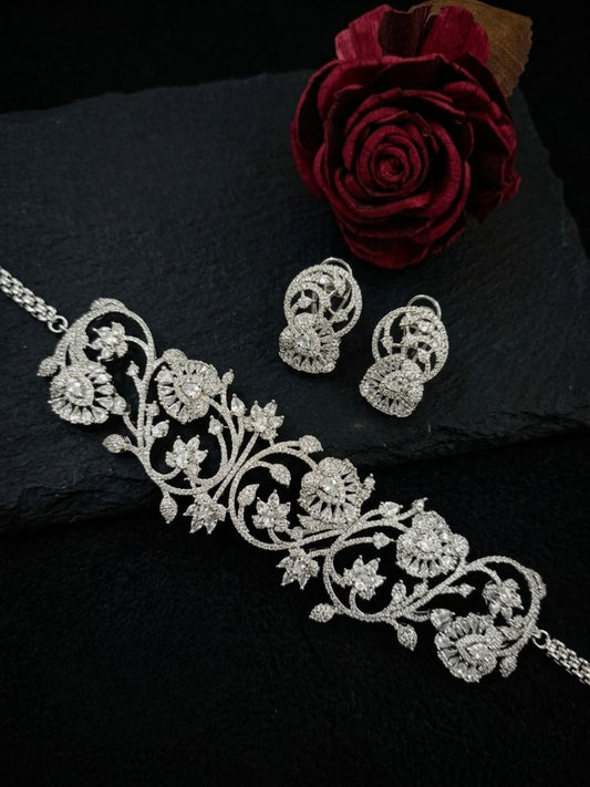 Ishhaara American Diamond High Neck Bridal Choker