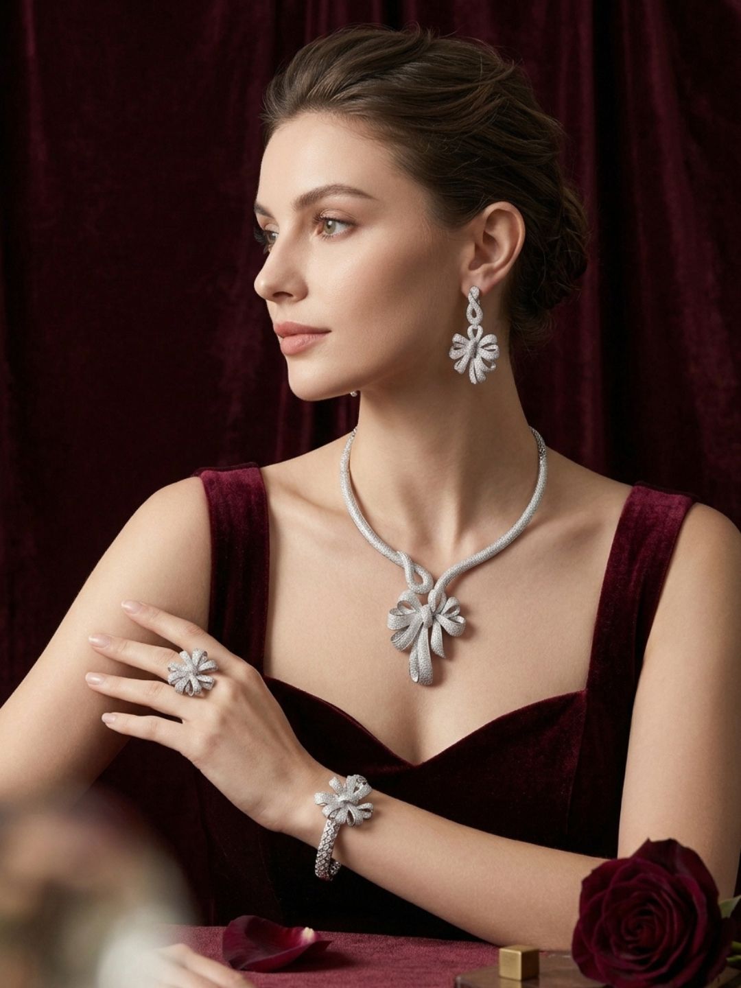 Ishhaara American Diamond Studded Combo Necklace Set