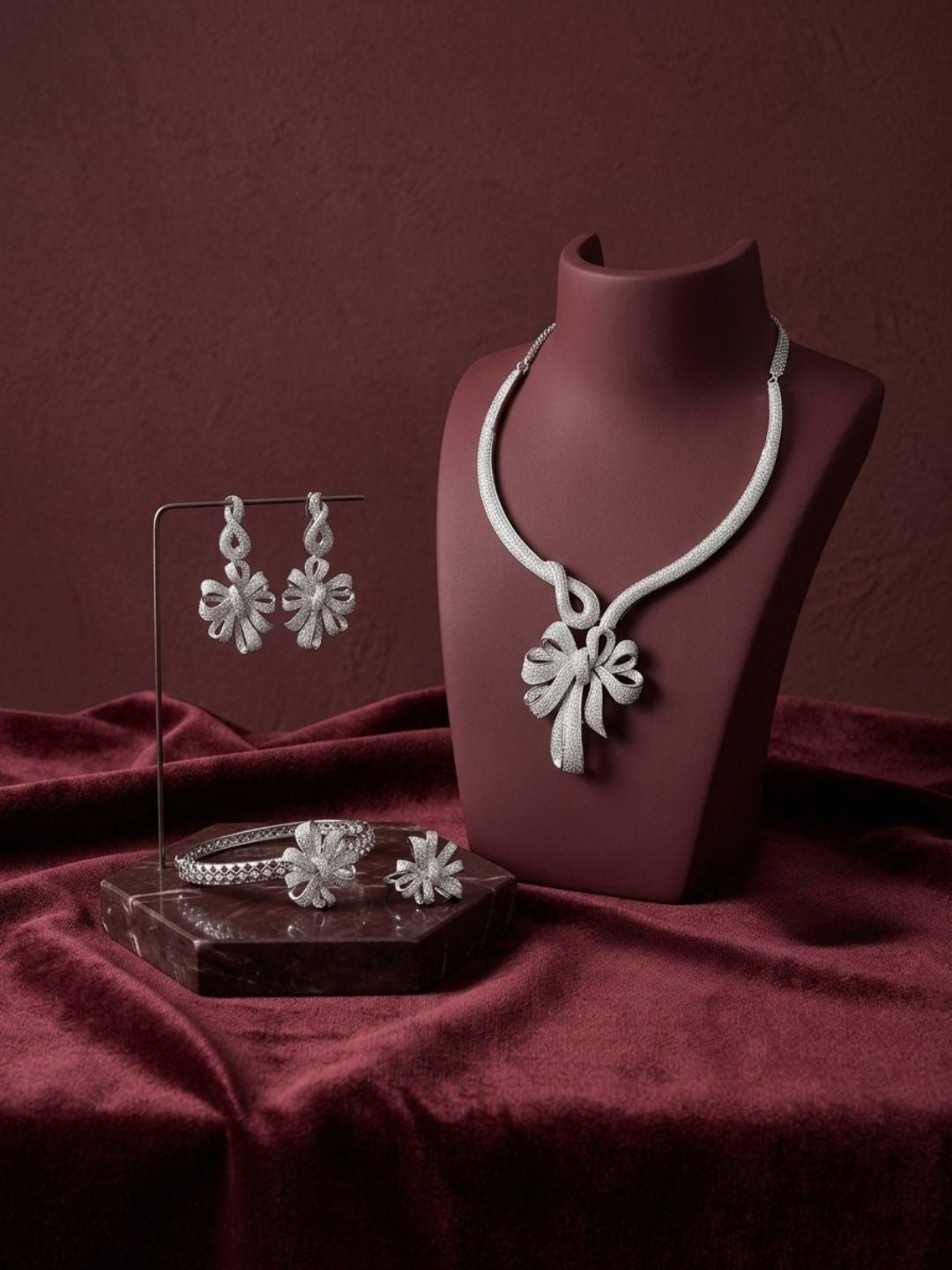 Ishhaara American Diamond Studded Combo Necklace Set
