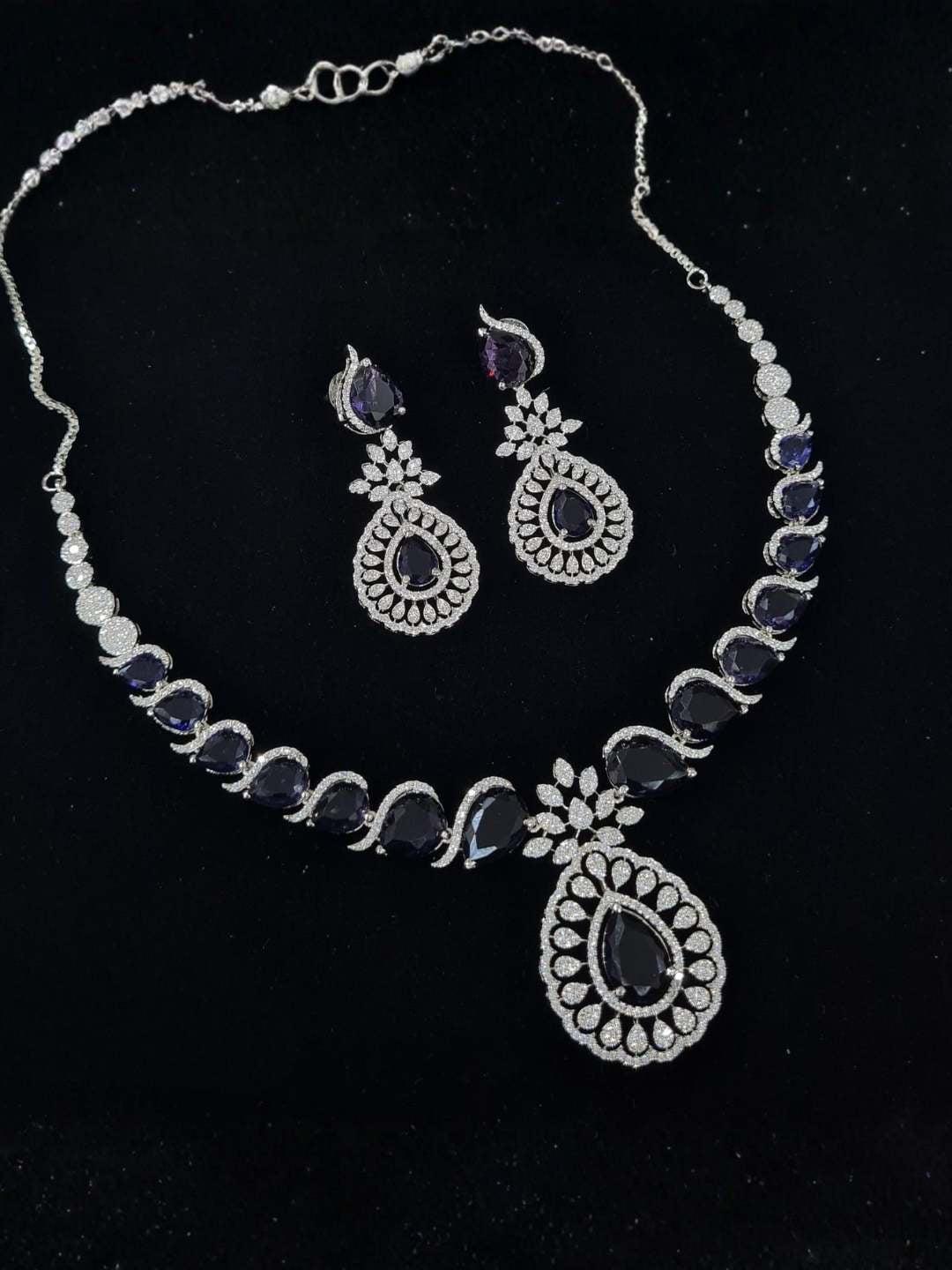 Ishhaara American Diamond Zirconia Floral Necklace Set