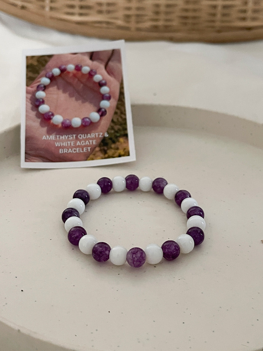 Ishhaara Amethyst Quartz And White Agate Bracelet