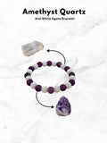 Ishhaara Amethyst Quartz And White Agate Bracelet