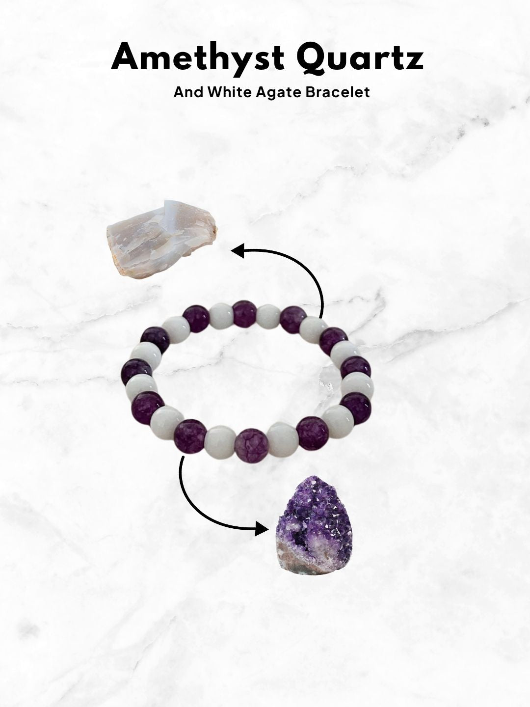Ishhaara Amethyst Quartz And White Agate Bracelet