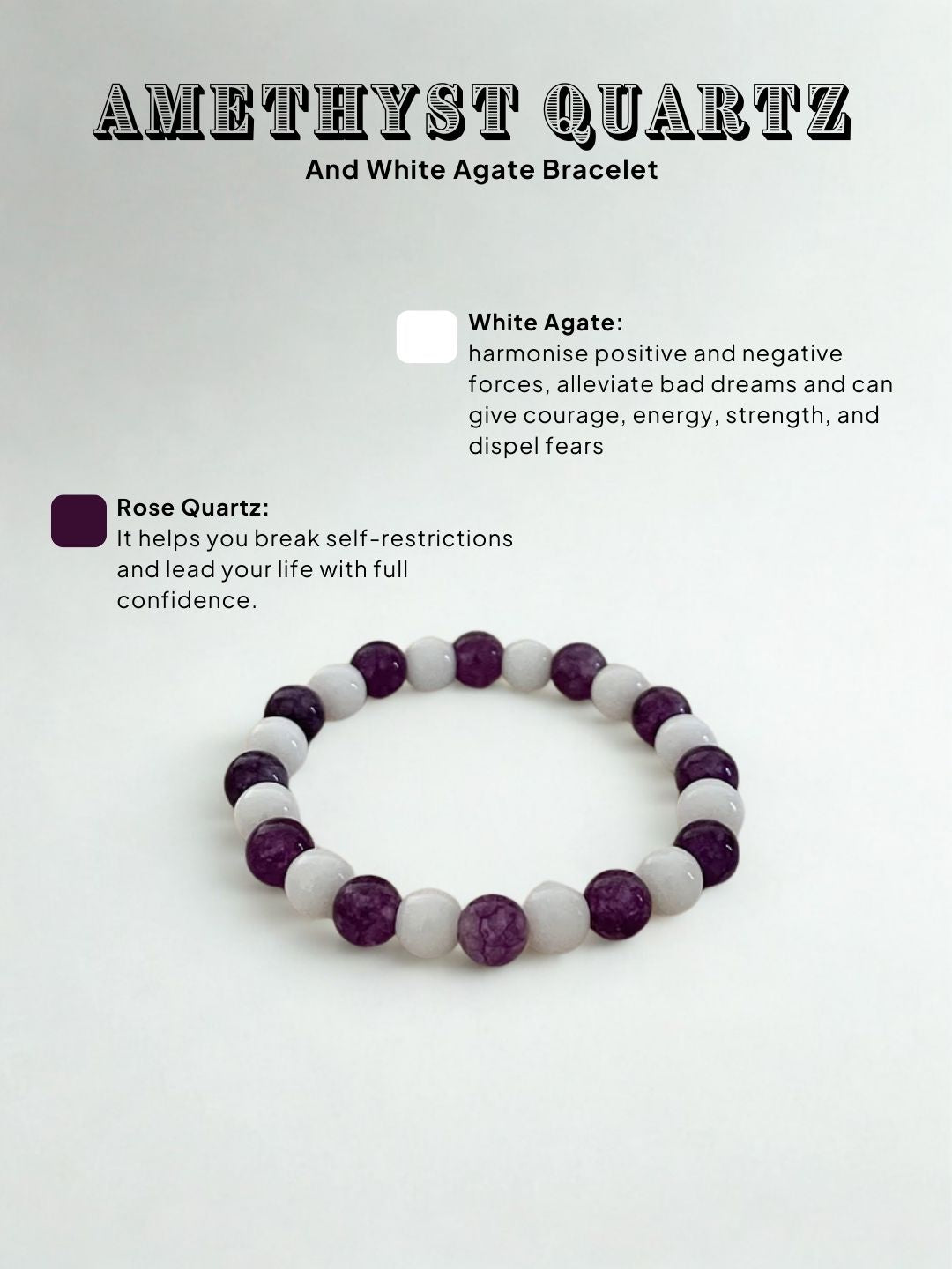 Ishhaara Amethyst Quartz And White Agate Bracelet