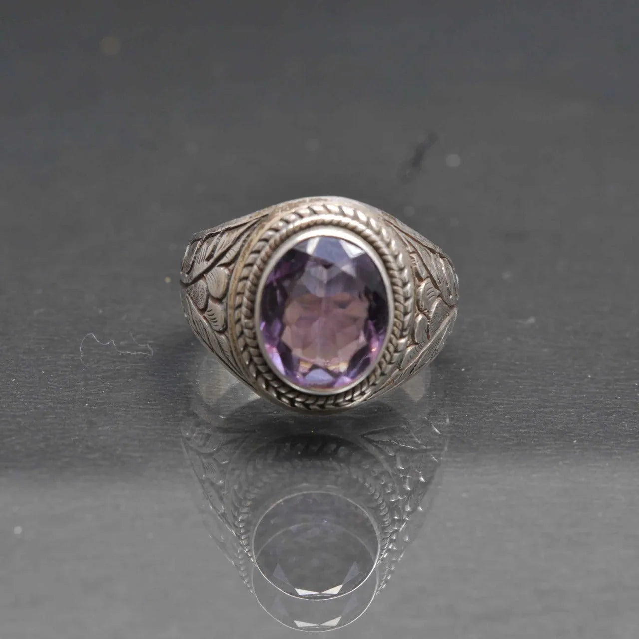 Ishhaara Ankush Bahuguna In Vintage Silver Amethyst Ring