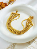 Ishhaara Anti Tarnish Snake Ball Curb Layered Chain Bracelet