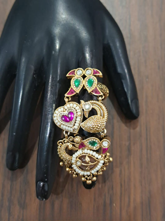 Ishhaara Antique Designer Lariat Ring