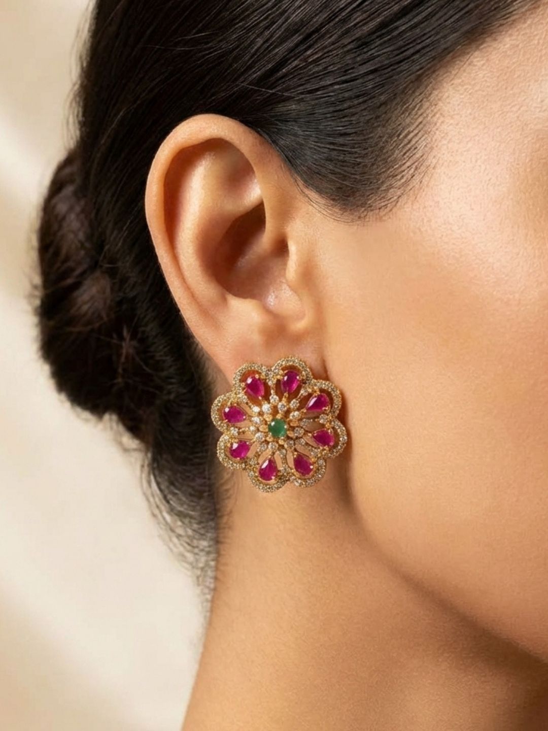 Ishhaara Antique Finish Ad Stone Studded Earrings