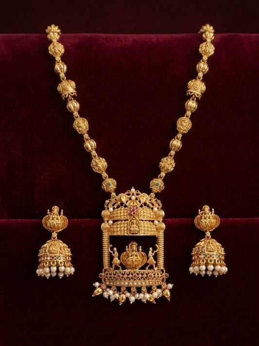 Ishhaara Antique Finish Lakshmi Pendant Necklace Set