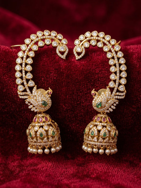 Ishhaara Antique Floral Ear Cuff With Jhumkas