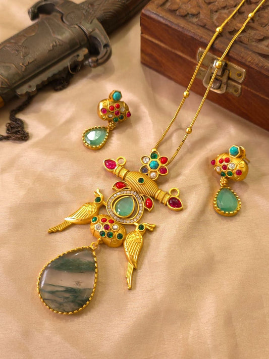 Ishhaara Antique Fusion Kundan Necklace Set