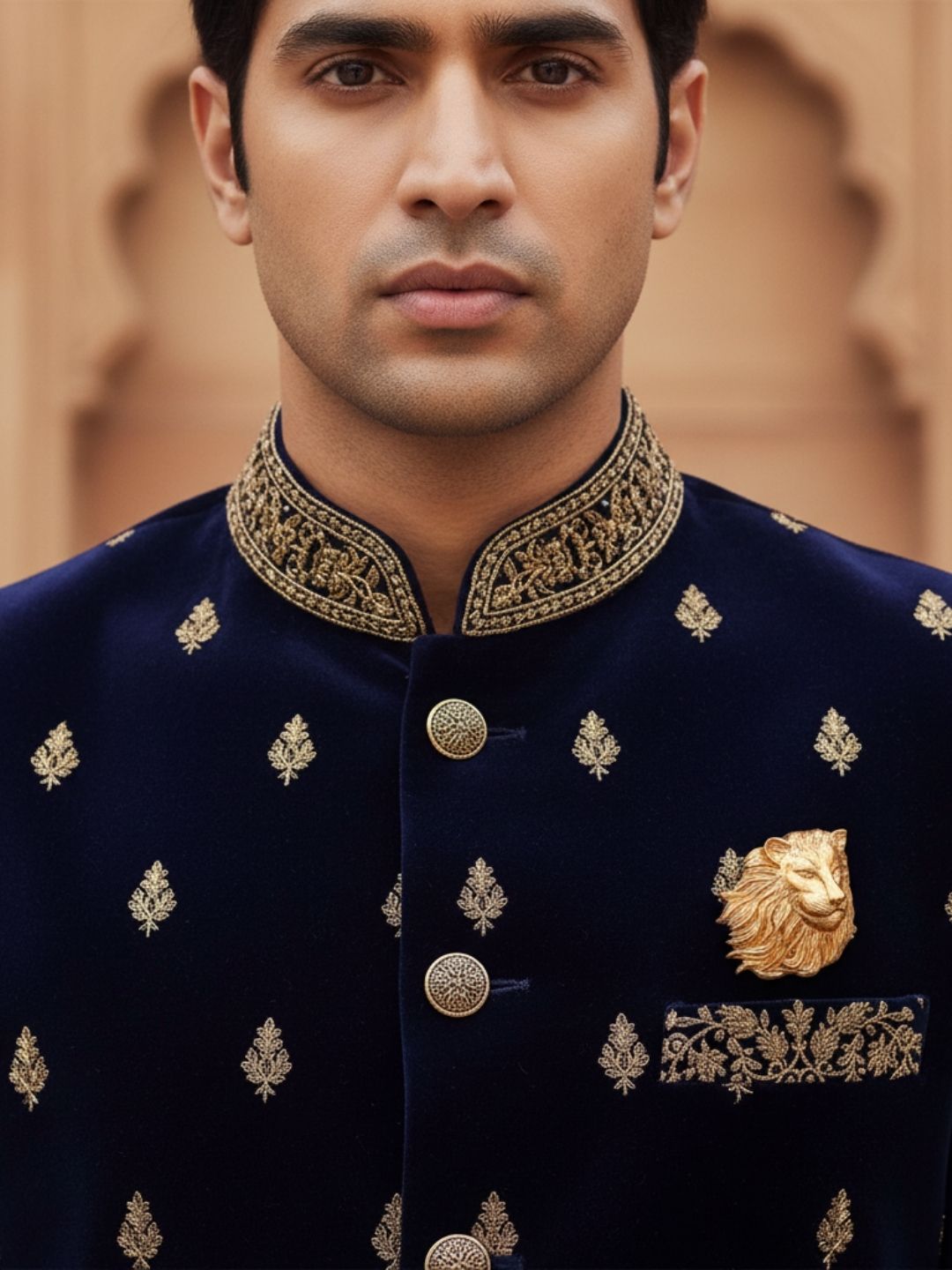 Ishhaara Antique Gold Brass Lion Brooch