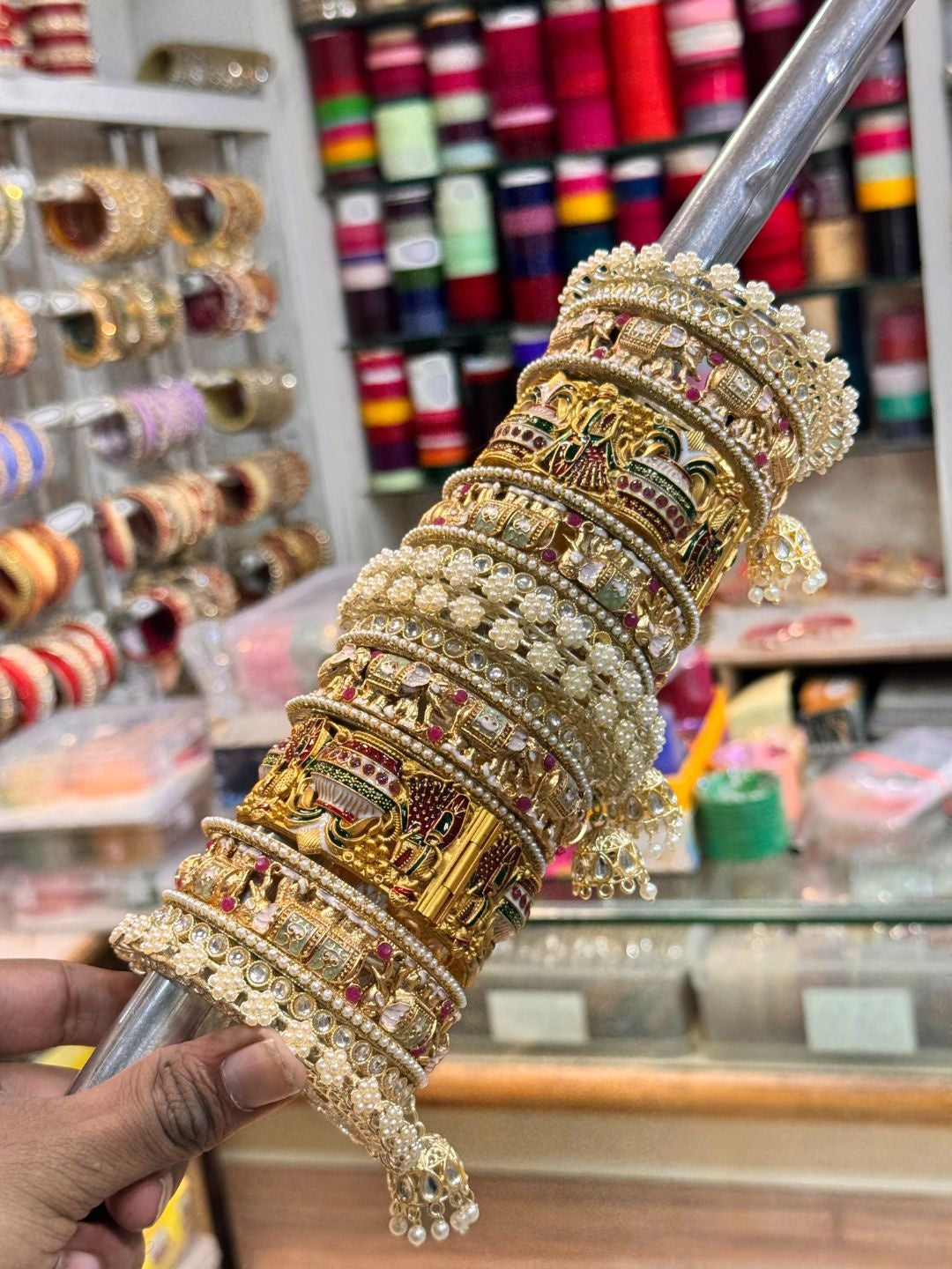 Ishhaara Antique Gold Bridal Bangle Set - handcrafted Indian jewellery