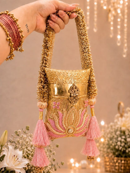 Ishhaara Meenakari Embellished Clutch cum Potli Bag — handcrafted Indian jewellery - view 3