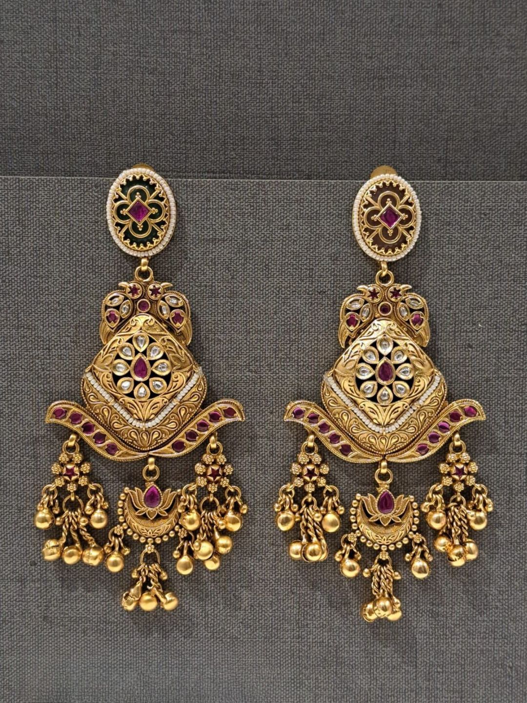 Ishhaara Antique Gold Finish Kashmiri Earrings