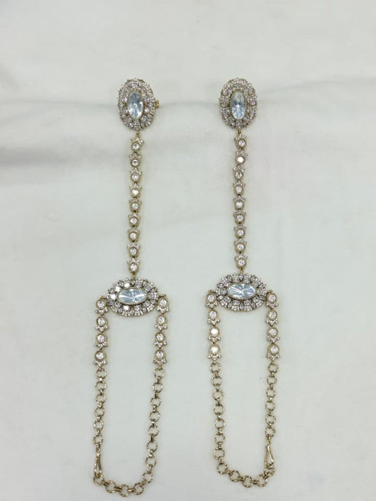 Ishhaara Antique Gold Finish Kundan Polki Haathphool