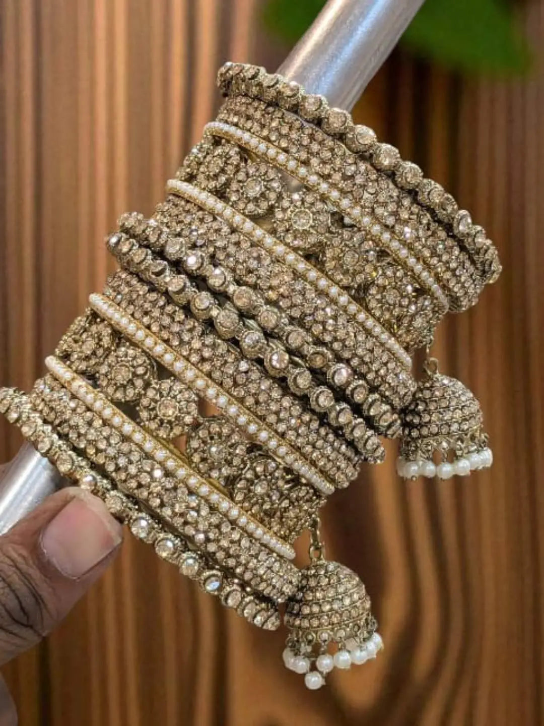 Ishhaara Antique Gold Kade Bangle Set