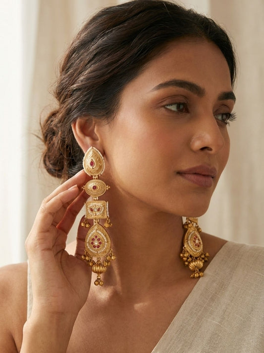 Ishhaara Antique Gold Kashmiri Earring