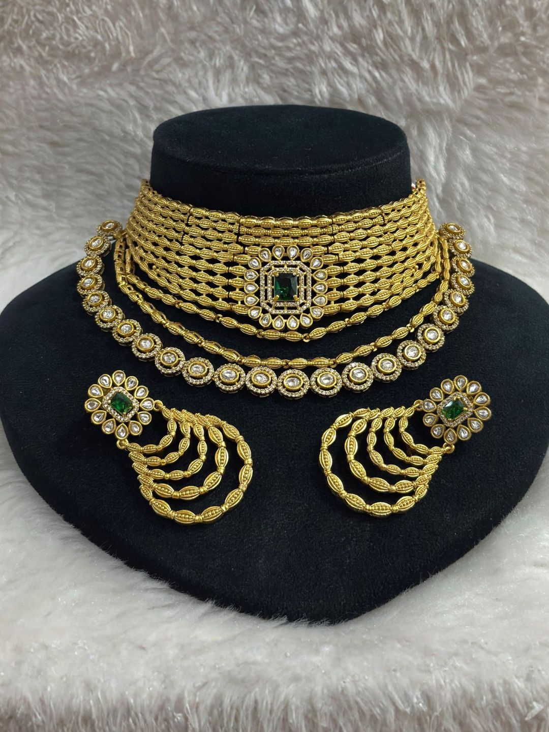 Ishhaara Antique Gold Layered Choker Set