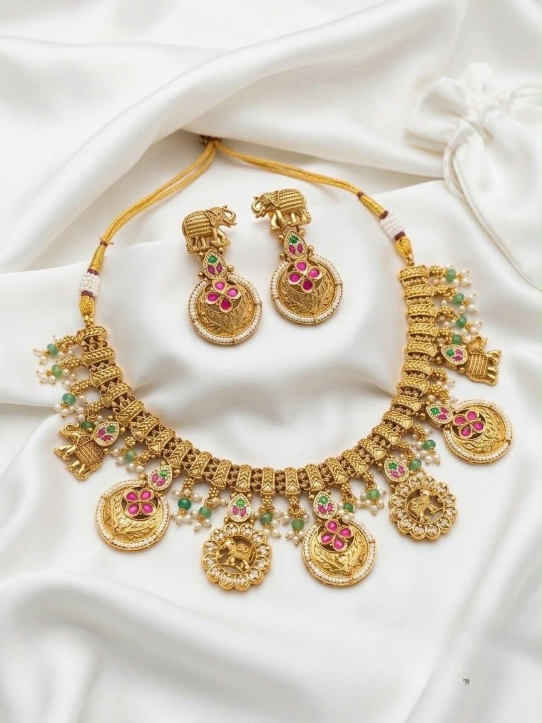 Ishhaara Antique Gold Motif Designed Necklace