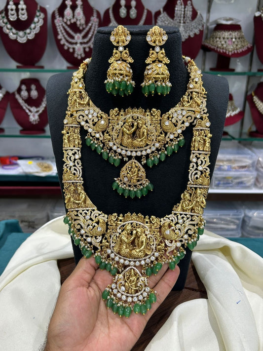 Ishhaara Traditional Temple Kundan Long Necklace Set — handcrafted Indian jewellery