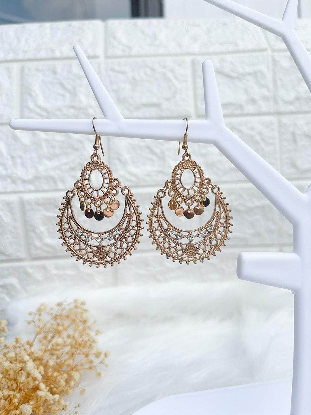 Ishhaara Antique Gold Tassel Earrings