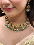 Ishhaara Antique Green Beads Studded Bridal Necklace