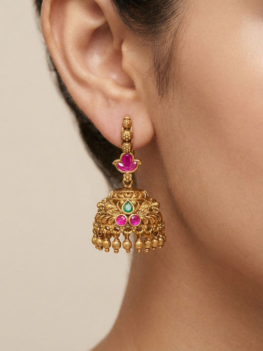 Ishhaara Antique Hook Jhumkas