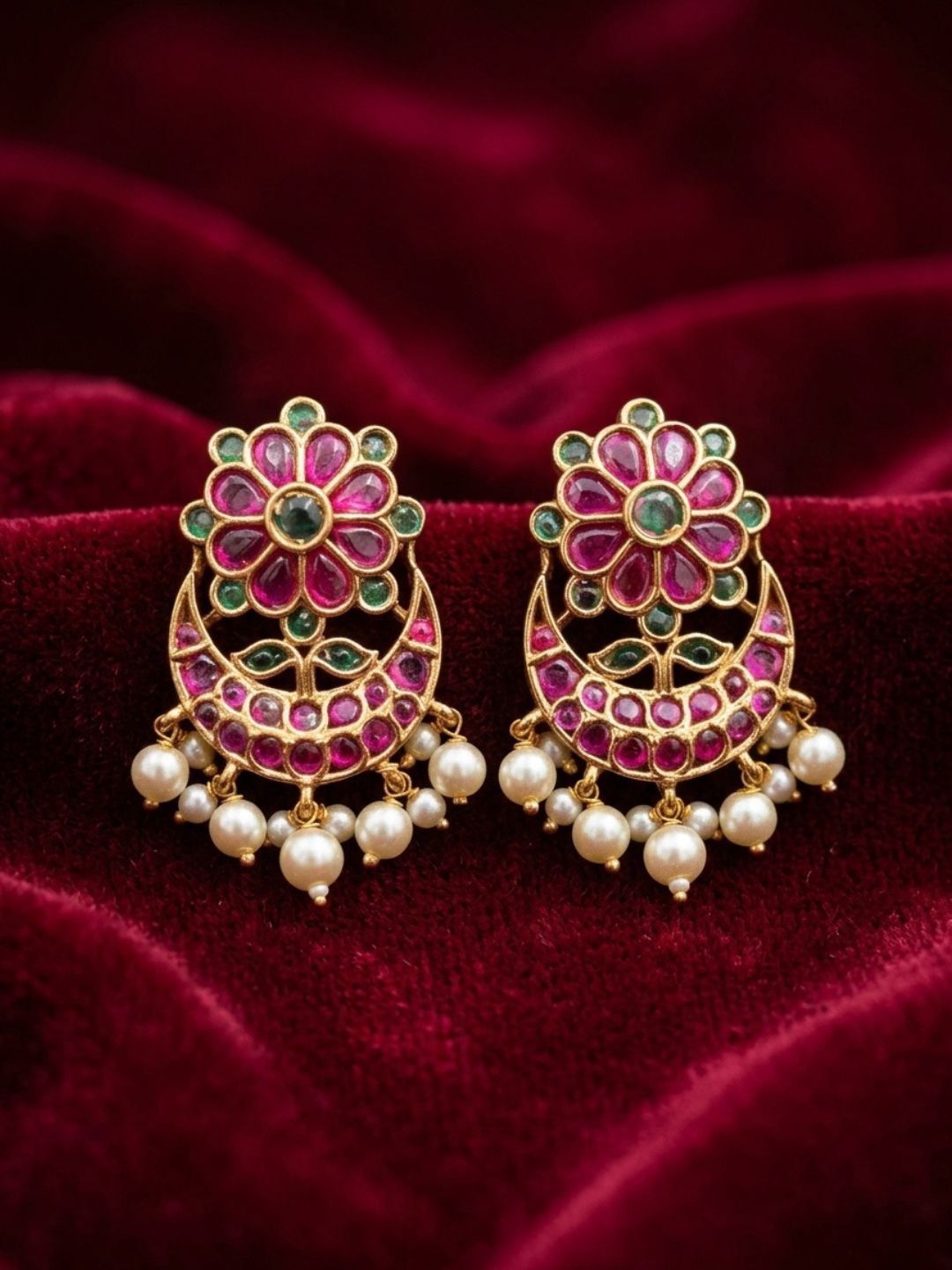 Ishhaara Antique Jadau Kundan Stud Earrings