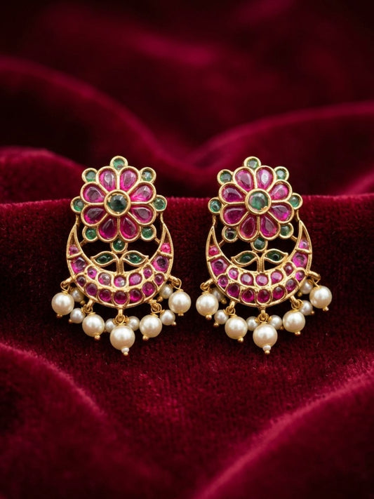 Ishhaara Antique Jadau Kundan Stud Earrings