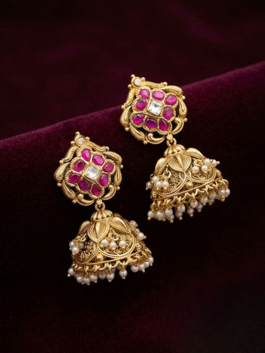Ishhaara Antique Jhumka Earrings