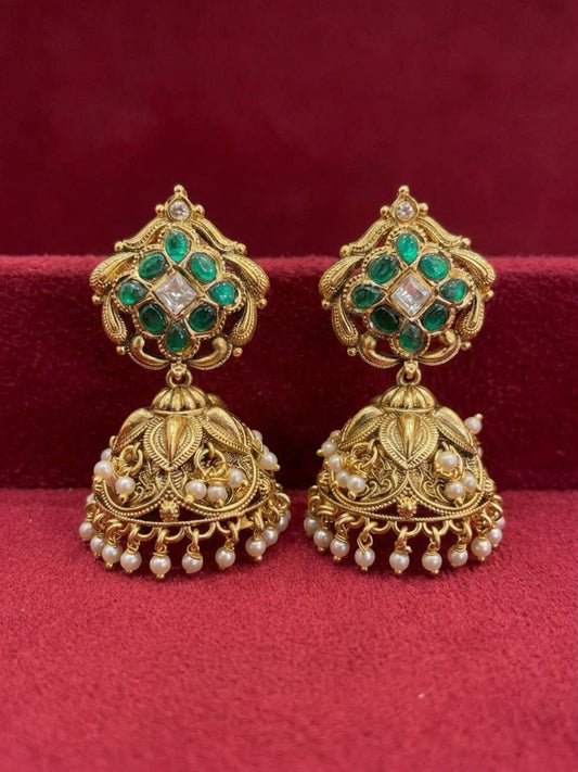Ishhaara Antique Jhumka Earrings