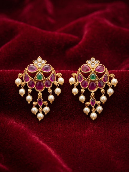 Ishhaara Antique Kemp Lotus Earrings