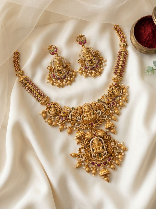 Ishhaara Antique Lakshmi Bridal Statement Necklace