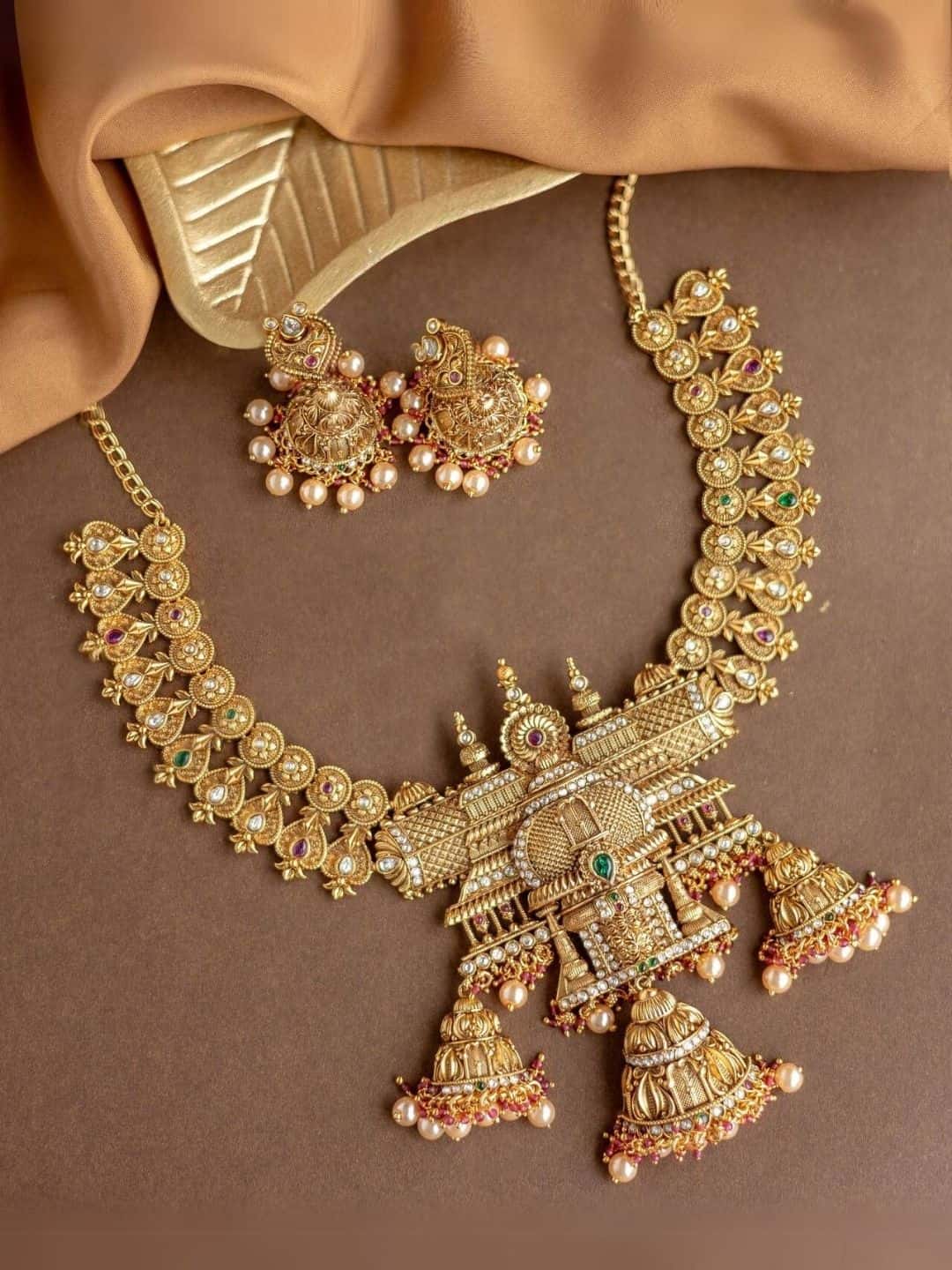 Ishhaara Antique Lakshmi Gutta Pusalu Heavy Bridal Necklace