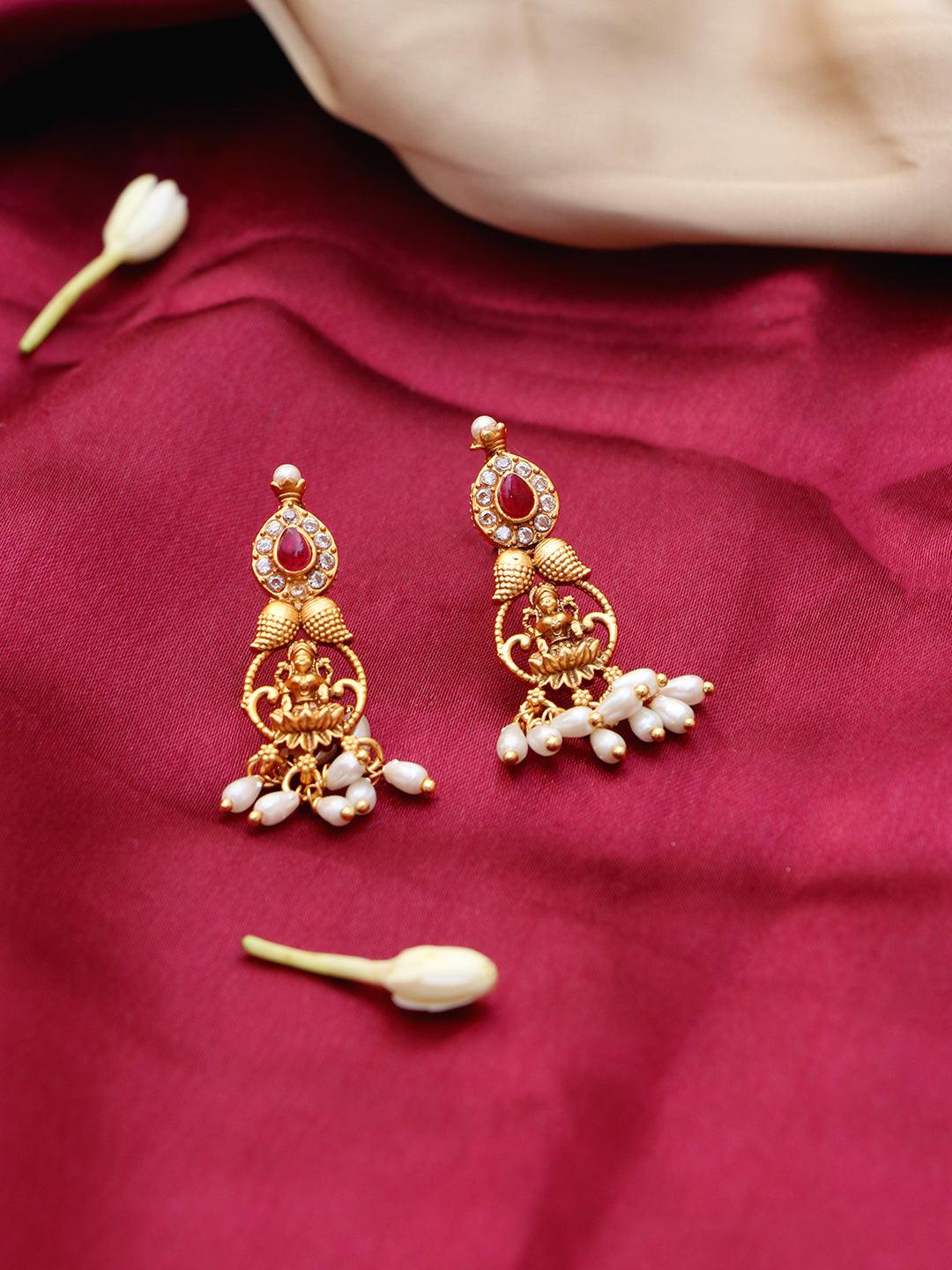 Ishhaara Antique Lakshmi Necklace Temple Jewellery Set
