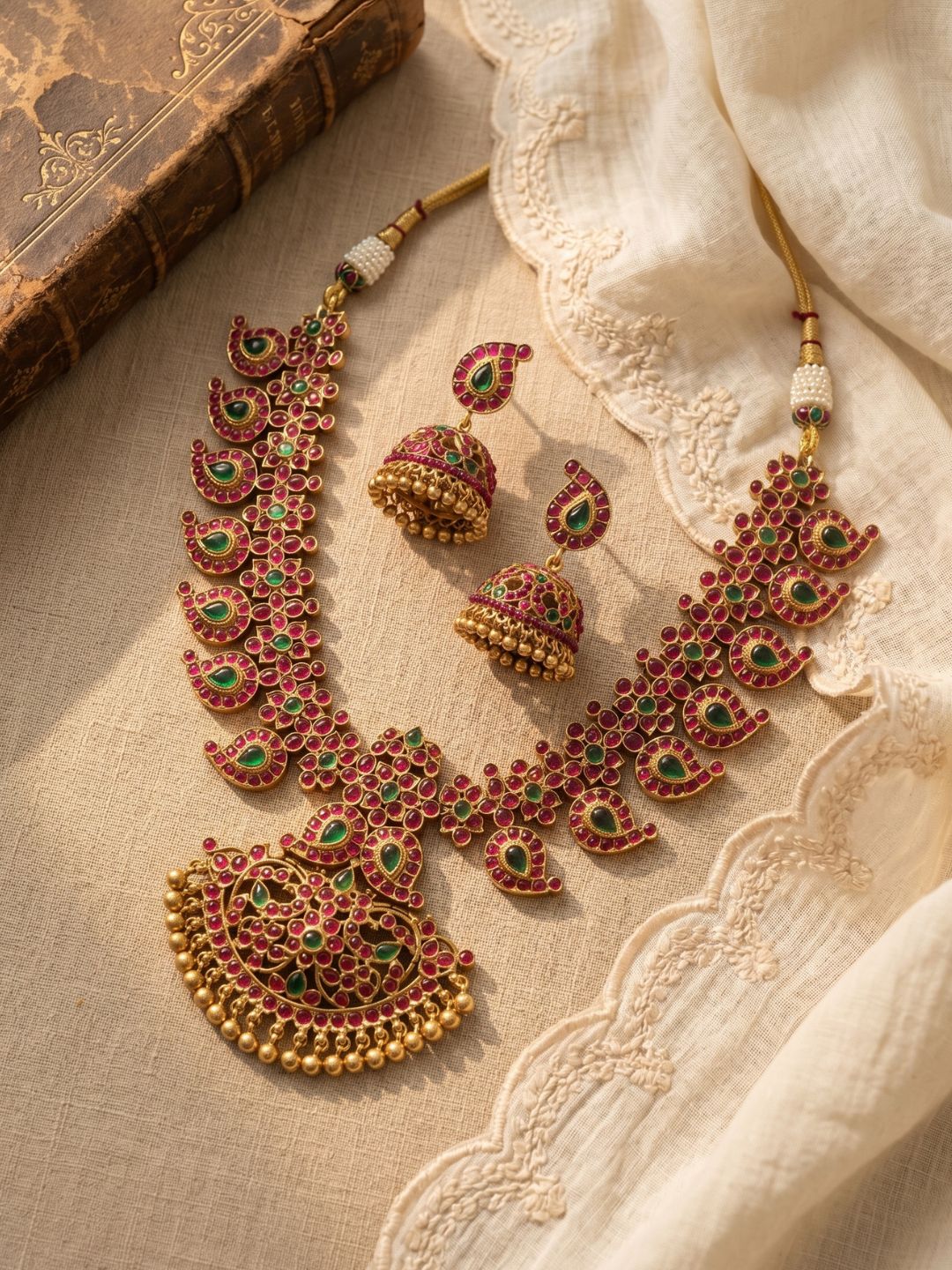 Ishhaara Antique Matte Mango Real Kemp Haram