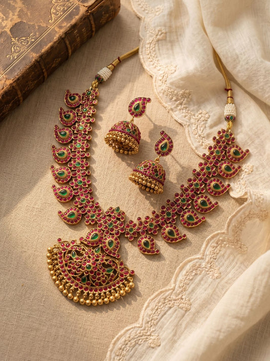 Ishhaara Antique Matte Mango Real Kemp Haram