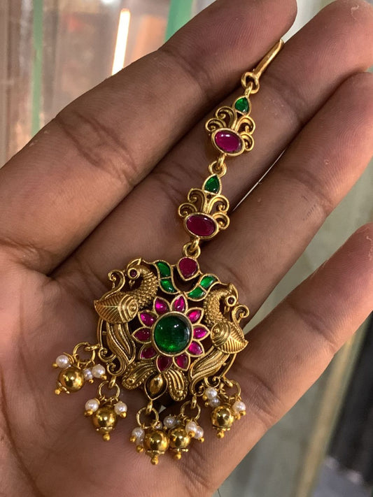 Ishhaara Antique Multi Stone Maang Tikka