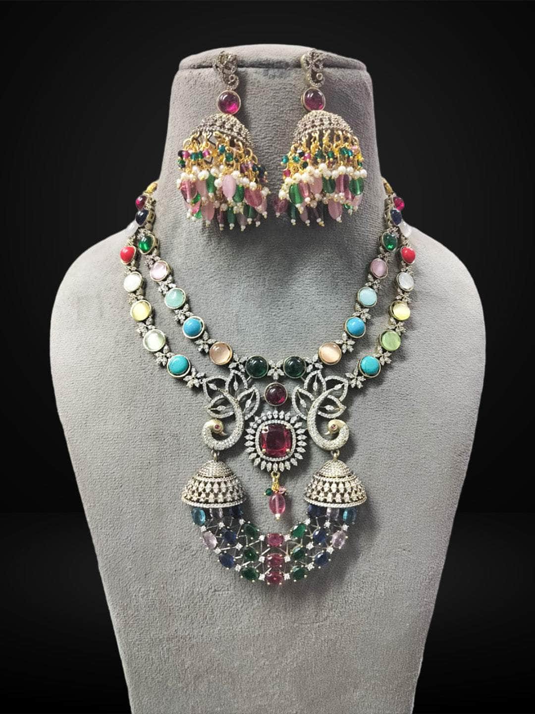 Ishhaara Antique Multicolor Kundan Necklace Set