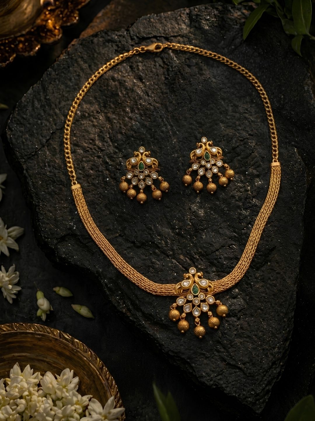 Ishhaara Antique Peacock Pendant Necklace