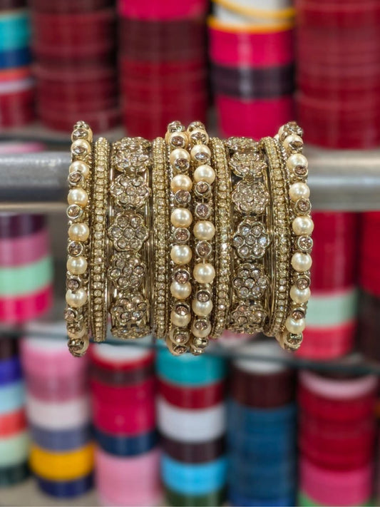 Ishhaara Antique Pearl Bangle Set