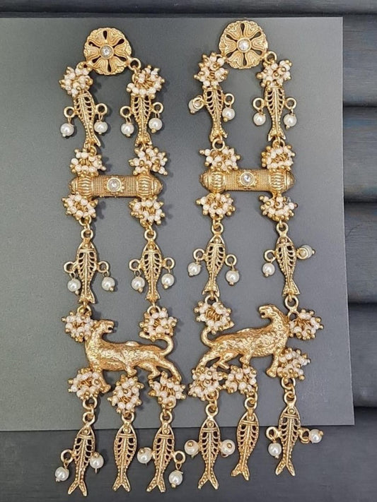 Ishhaara Antique Pearl Jhumka Earrings