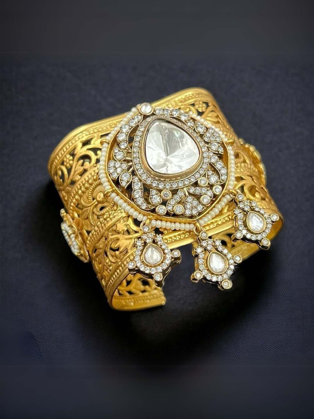 Ishhaara Antique Polki Cuff Bangle