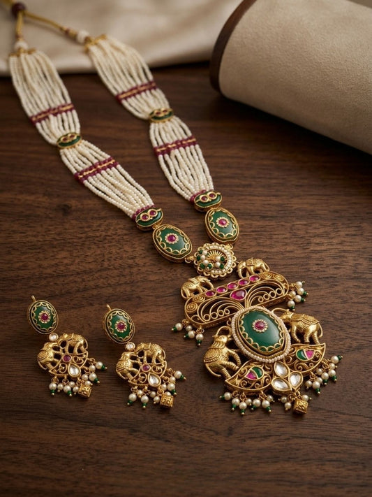 Ishhaara Antique Rajwada Bridal Necklace Set