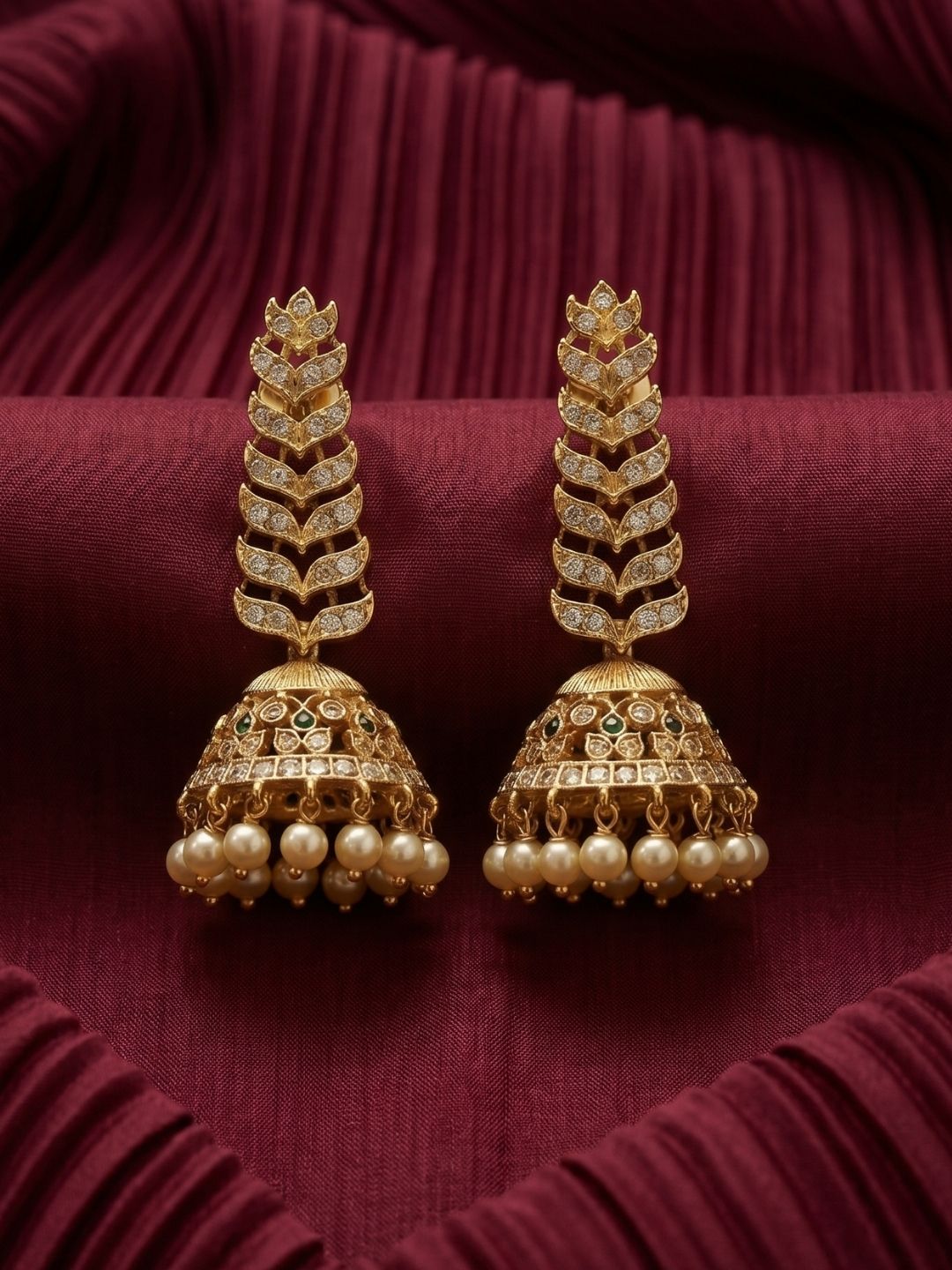 Ishhaara Antique Stone Long Jhumkas