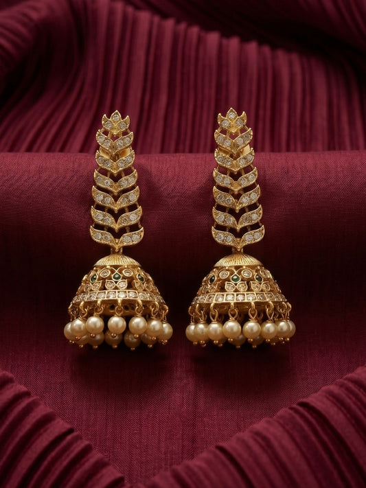 Ishhaara Antique Stone Long Jhumkas
