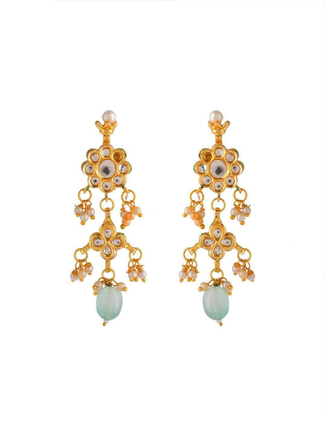 Ishhaara Ashima In Multi Stone Lotus Motif Necklace