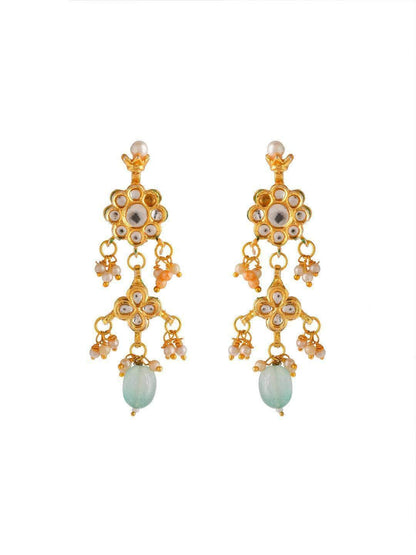 Ishhaara Ashima In Multi Stone Lotus Motif Necklace