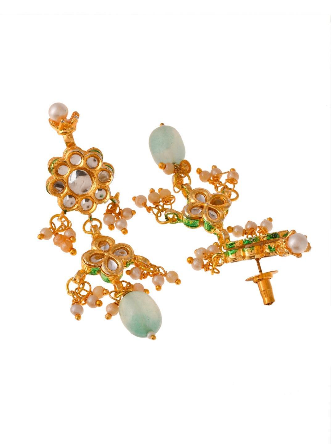 Ishhaara Ashima In Multi Stone Lotus Motif Necklace